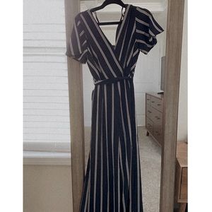 *sold* Navy & White Striped Jumpsuit